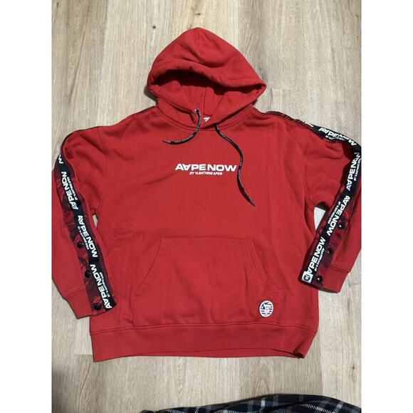 Aape Now By A Bathing Ape (BAPE)  Red Camo Hoodie XS Streetwear LOGO - Picture 1 of 11